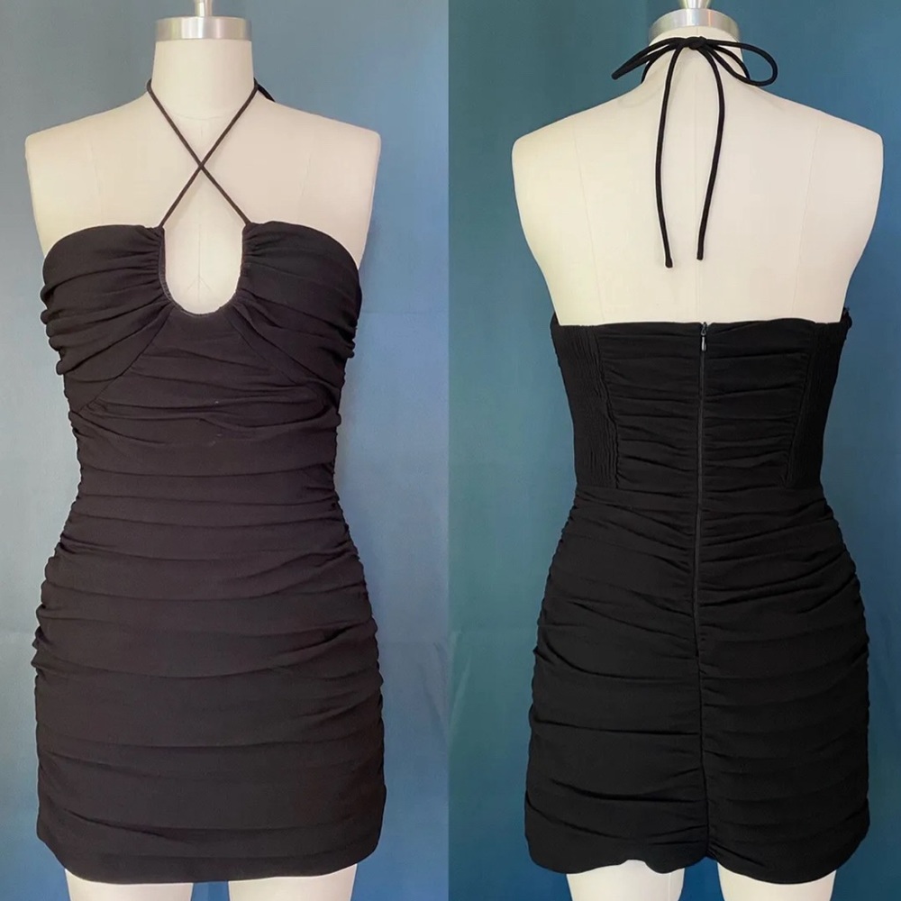 Zara Draped Ruched Bodycon Mini Dress - Picture 2 of 6